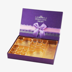紫色蝴蝶结巧克力包装盒素材