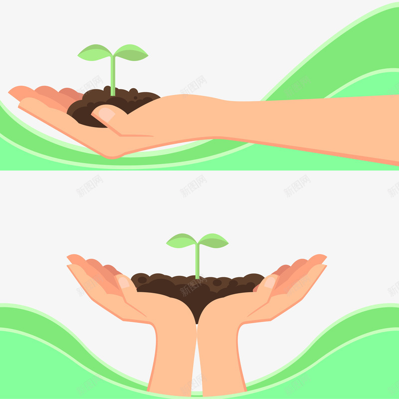 手捧树苗png免抠素材_88icon https://88icon.com 世界地球日 土壤 树苗 矢量手 线条 绿色