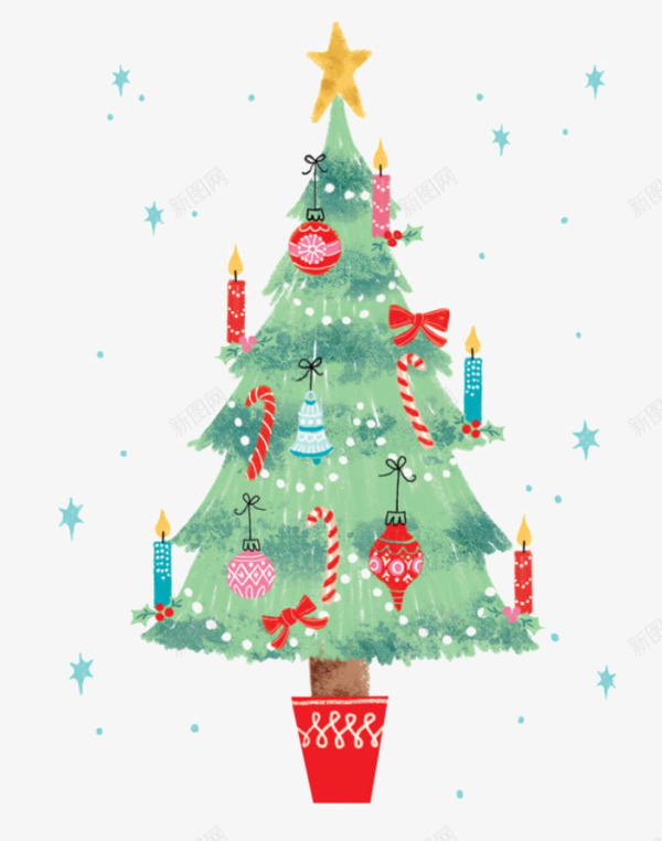 卡通圣诞树盆栽蜡烛糖果装饰png免抠素材_88icon https://88icon.com 卡通手绘 圣诞 盆栽 糖果 蜡烛