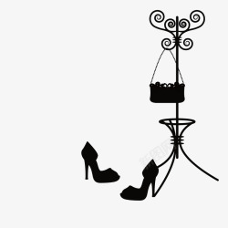 女性衣服架子和鞋子矢量图素材
