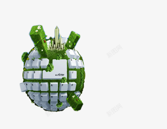 信息化的地球png免抠素材_88icon https://88icon.com 信息化 地球 环保 绿色 键盘