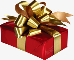 红色的礼品包装盒金色蝴蝶结素材