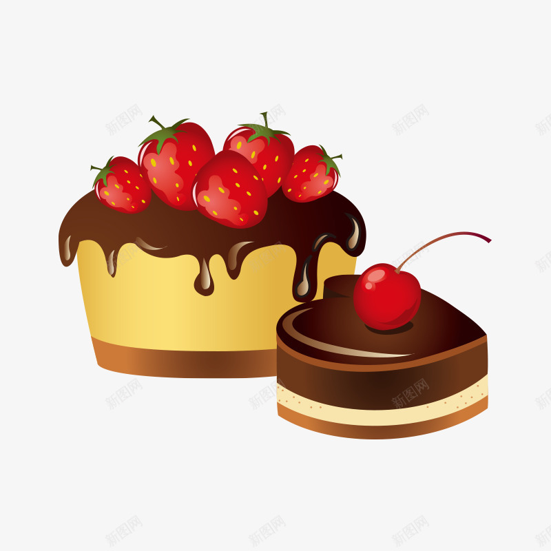 卡通手绘草莓蛋糕png免抠素材_88icon https://88icon.com 创意 卡通手绘 巧克力 樱桃 精美的 草莓蛋糕