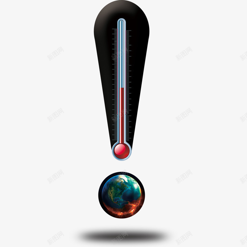 创意温度计png免抠素材_88icon https://88icon.com 保护地球 全球升温 创意感叹号 温度计