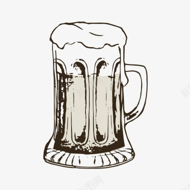 啤酒啤酒线稿图标图标