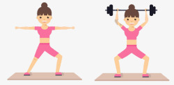 女性健身卡通图案举重体操素材