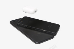 黑色iPhone7手机和无线耳机素材