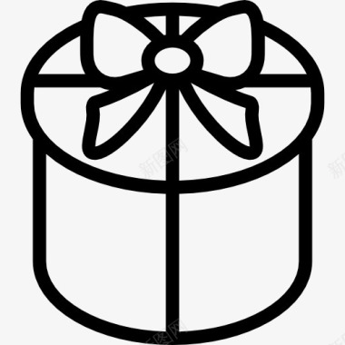 圣诞礼物球圆形的礼品盒与花边图标图标