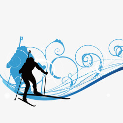 曲线和滑雪的人矢量图素材