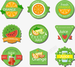 9款绿色果汁标签矢量图素材
