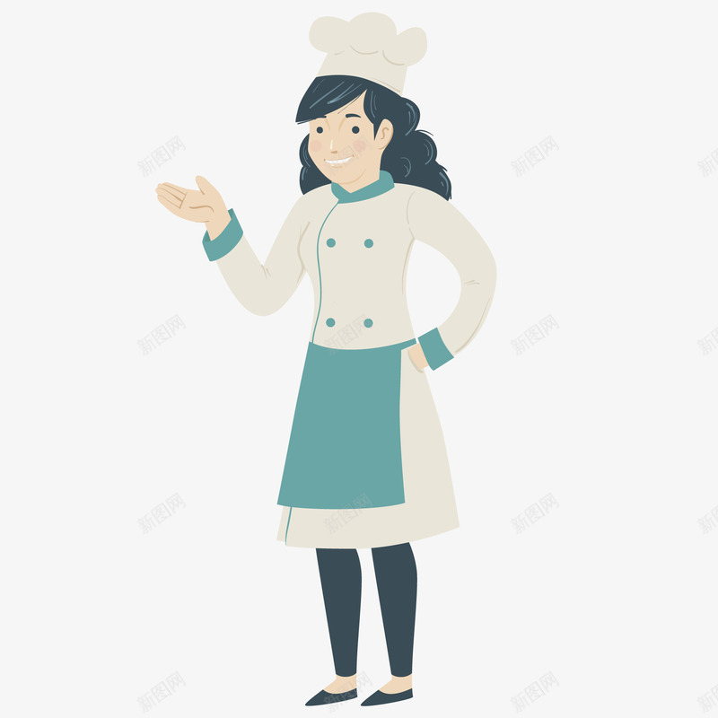 卡通的女性厨师人物矢量图ai免抠素材_88icon https://88icon.com 人物设计 制作 厨师 女性人物 烹饪 餐厅 矢量图