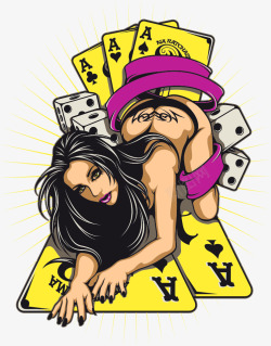 扑克与性感女人矢量图素材