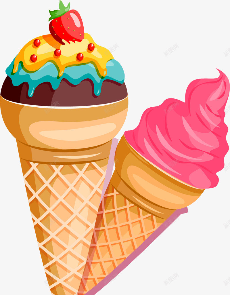 美味多彩冰激淋png免抠素材_88icon https://88icon.com 多彩冰激淋 小清新冰激淋 樱桃 水彩 简约冰激淋 美味冰激淋