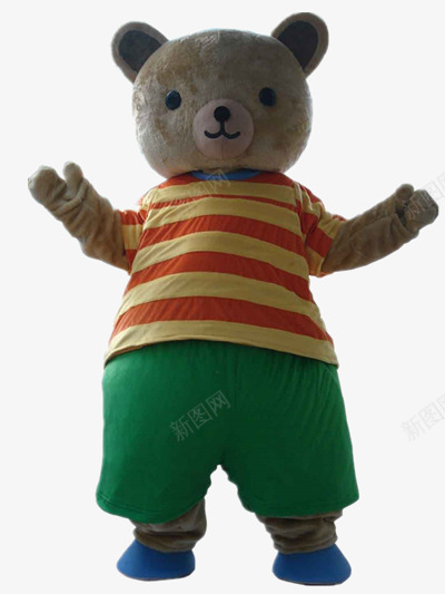 小熊人偶服png免抠素材_88icon https://88icon.com 可爱 小人偶 条纹衣服 笑脸人偶 绿色