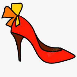 卡通红色的女性高跟鞋素材