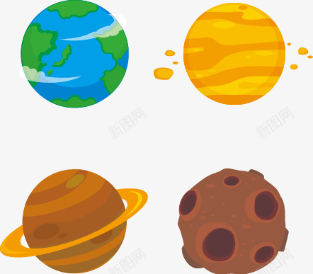 卡通星系矢量图ai免抠素材_88icon https://88icon.com 卡通 地球 星系 火星 矢量图