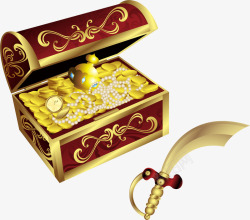 箱子黄金珠宝砍刀素材