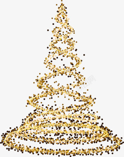 金色闪耀曲线圣诞树素材