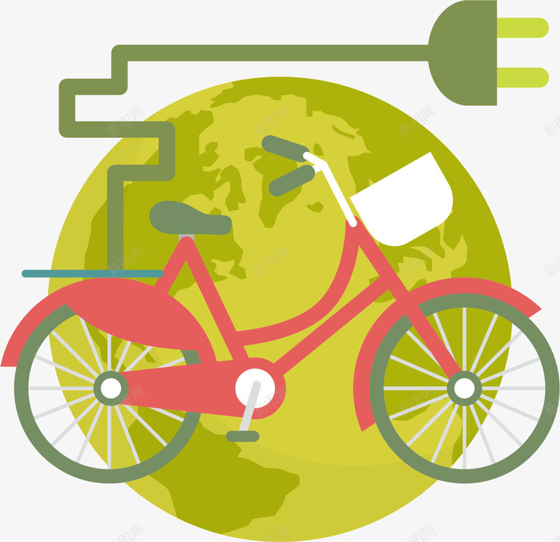 低碳保护地球创意元素png免抠素材_88icon https://88icon.com 低碳 出行 单车 地球 插头 环保 生态 绿色 自行车