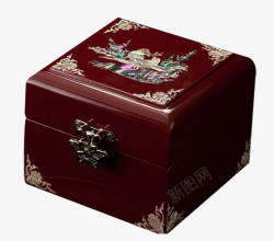 红色收纳盒锦贝螺钿漆器贝壳表盒高清图片