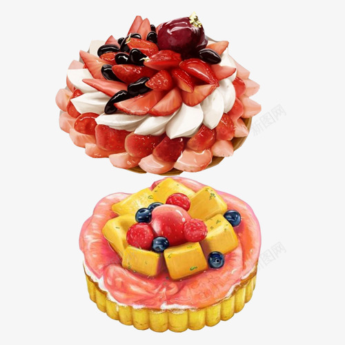 水果蛋糕手绘画片png免抠素材_88icon https://88icon.com 哈密瓜 奶油 手绘美食 樱桃 水果 水果蛋糕 草莓 黄桃