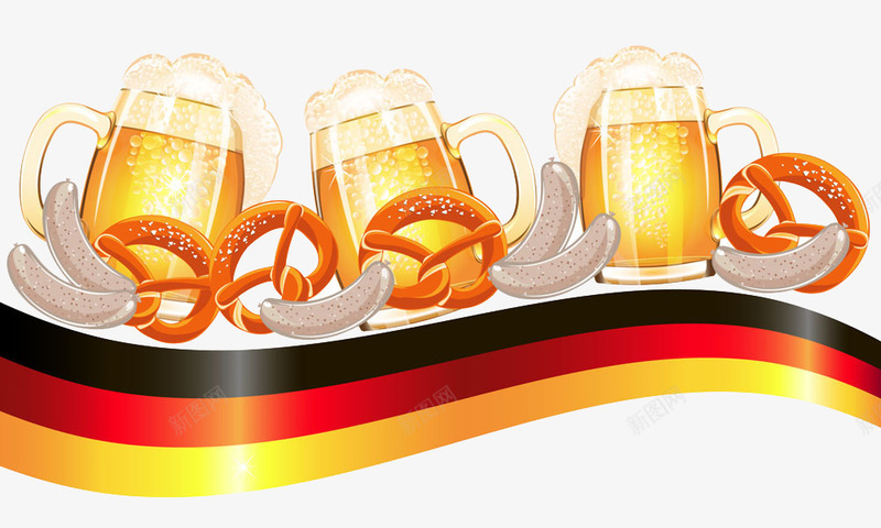 德国国旗和面包香肠啤酒杯插画png免抠素材_88icon https://88icon.com 啤酒杯 国旗 德国 面包 香肠
