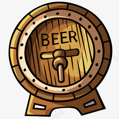 卡通手电桶卡通酒啤酒木桶图标图标