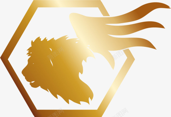 漫画翅膀素材金褐色长翅膀狮子LOGO图标图标
