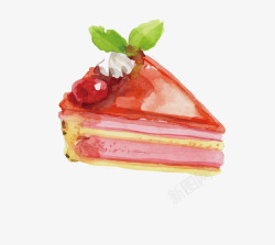 水彩樱桃蛋糕矢量图素材