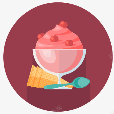 樱桃樱桃冰淇淋标矢量图图标图标