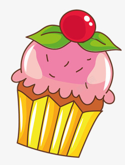 卡通手绘甜品樱桃蛋糕素材