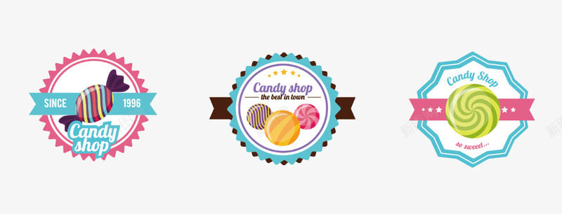 水彩食物糖果徽章图标图标