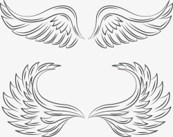 天使纹身两对天使翅膀矢量图高清图片