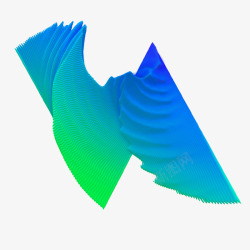 蓝色绿色渐变几何抽象波浪曲线图素材