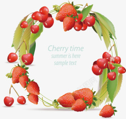 草莓樱桃装饰边框矢量图素材