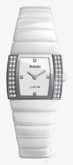 雷达白色镶钻腕表手表机械女表素材