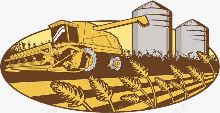 农民收麦子收割机收割麦子标图标图标