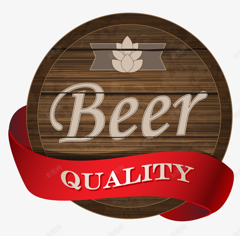 beer啤酒木质标签png免抠素材_88icon https://88icon.com beer 啤酒 啤酒瓶标签 木质 标签 标贴 红色飘带 飘带