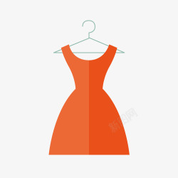 晾衣服衣架橘色吊带连衣裙简图高清图片