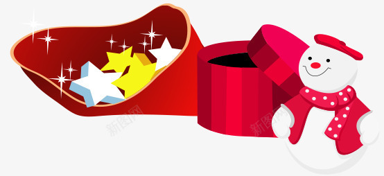 圣诞小礼品png免抠素材_88icon https://88icon.com 五彩星星 圣诞 小雪人 礼盒 红色礼袋