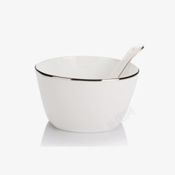 陶瓷汤碗面碗黄金镶边汤碗银边素材