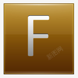 字母F黄金图标图标