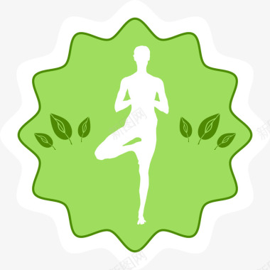 绿色运动鞋女性瑜伽形象剪影矢量图图标图标