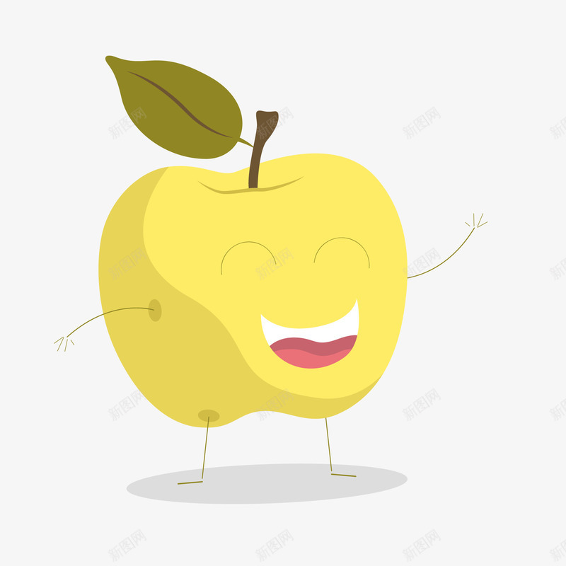 卡通苹果矢量图ai免抠素材_88icon https://88icon.com PNG图 PNG图下载 创意卡通 卡通 卡通插图 插图 水果表情 苹果 黄色苹果 矢量图