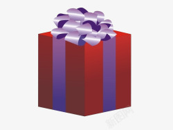 紫色丝带红色礼品包装盒素材