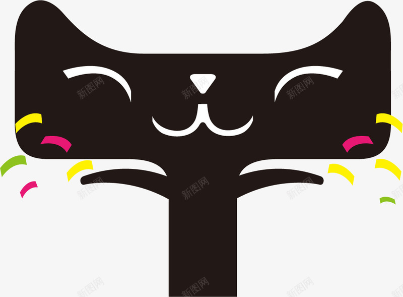 黑色卡通天猫小人海报png免抠素材_88icon https://88icon.com 卡通 小人 海报 黑色