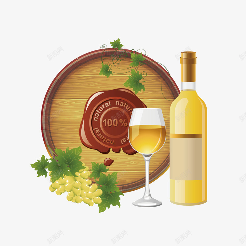 葡萄和酒矢量图ai免抠素材_88icon https://88icon.com 葡萄 葡萄酒 酒 矢量图