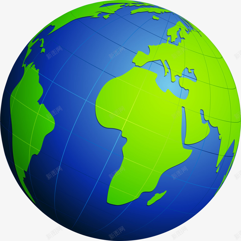 蓝色科技地球png免抠素材_88icon https://88icon.com 梦幻地球 科技地球 科技感 绿色大洲 蓝色圆球 蓝色地球