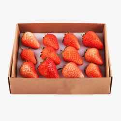 一盒新鲜草莓采摘素材