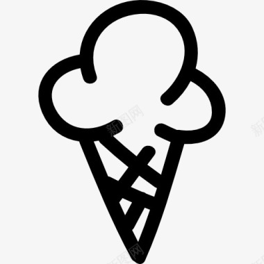 冬天冷冰淇淋锥上的手绘甜点图标图标